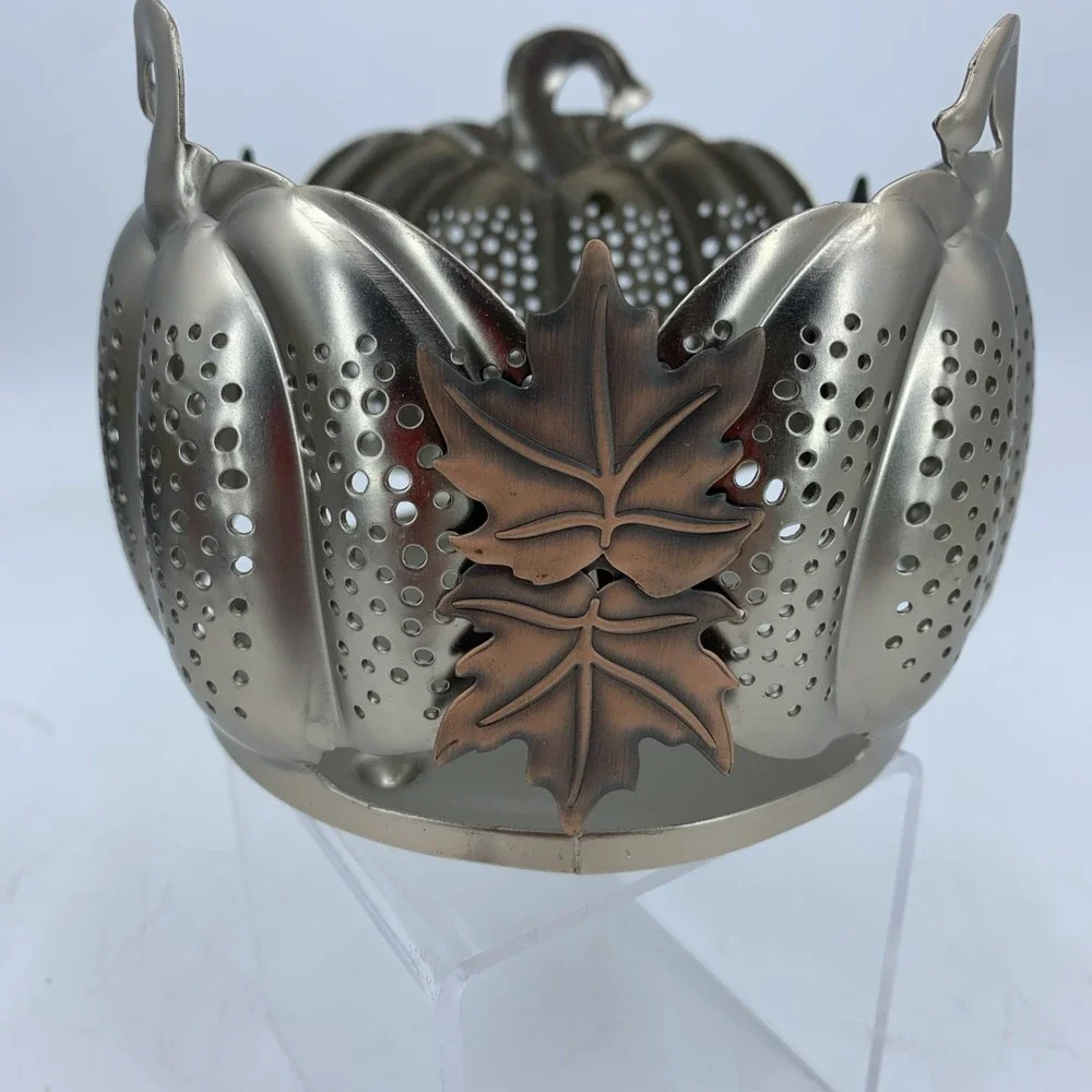 Discontinued‎ Bath Body Works Perforated Metal Pumpkin Leaves Fall Candle Holder